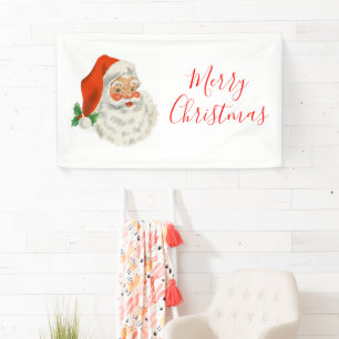 Retro  Jolly Santa Claus Kerstmis Spandoek