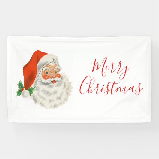 Retro  Jolly Santa Claus Kerstmis Spandoek (Horizontaal)