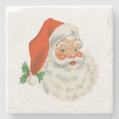 Retro  Jolly Santa Claus Kerstmis Stenen Onderzetter (Voorkant)