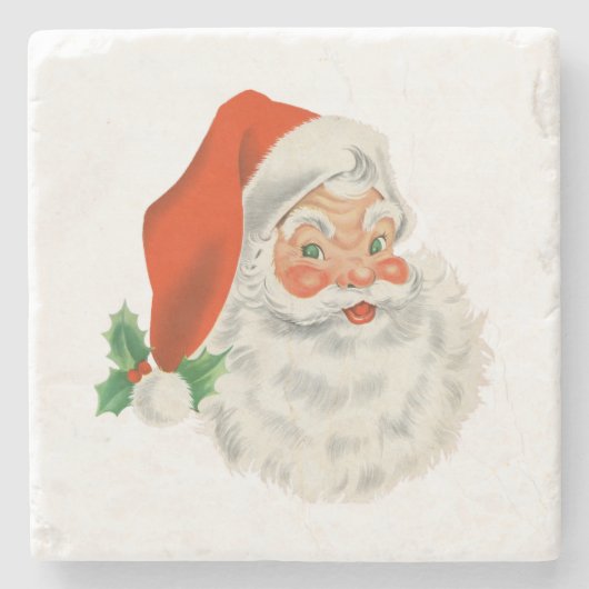 Retro  Jolly Santa Claus Kerstmis Stenen Onderzetter (Voorkant)