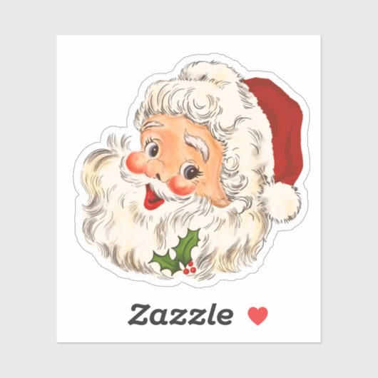 Retro Jolly Santa Claus Kerstmis Sticker (Vel)