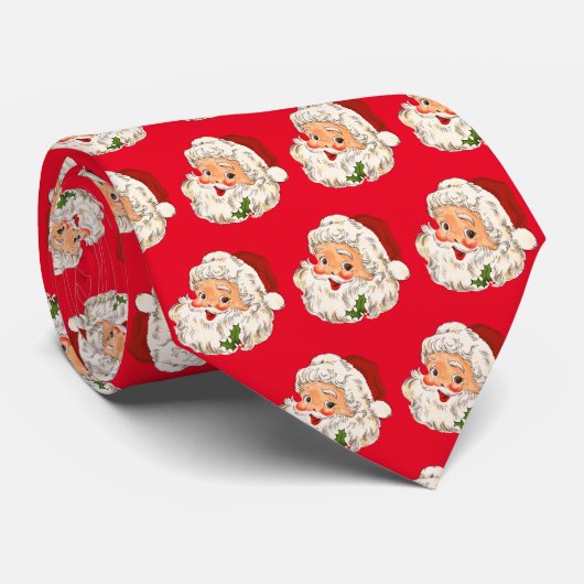 Retro Jolly Santa Claus Kerstmis Stropdas (Opgerold)