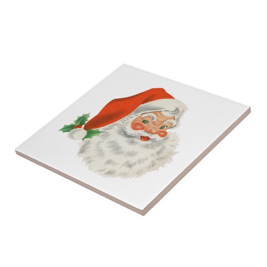 Retro  Jolly Santa Claus Kerstmis Tegeltje (Zijkant)
