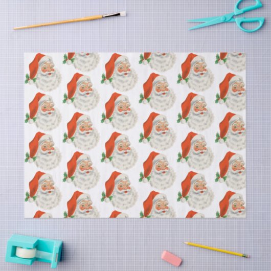 Retro  Jolly Santa Claus Kerstmis Tissuepapier (Craft)
