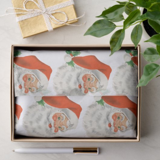 Retro  Jolly Santa Claus Kerstmis Tissuepapier (Geschenk)