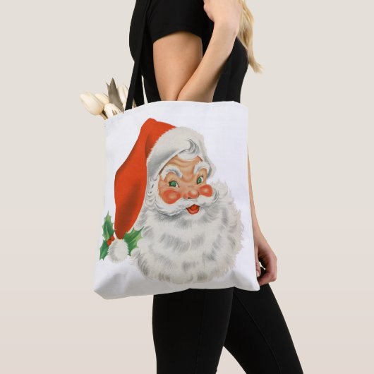 Retro  Jolly Santa Claus Kerstmis Tote Bag (Dichtbij)