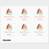 Retro  Jolly Santa Claus Kerstmis Vierkante Sticker (Vel)