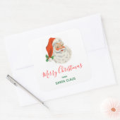 Retro  Jolly Santa Claus Kerstmis Vierkante Sticker (Envelop)