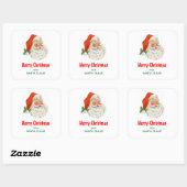 Retro  Jolly Santa Claus Kerstmis Vierkante Sticker (Vel)