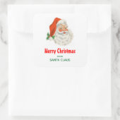 Retro  Jolly Santa Claus Kerstmis Vierkante Sticker (Tas)