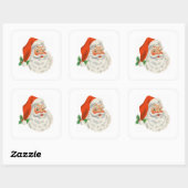 Retro  Jolly Santa Claus Kerstmis Vierkante Sticker (Vel)