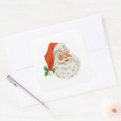 Retro  Jolly Santa Claus Kerstmis Vierkante Sticker (Envelop)