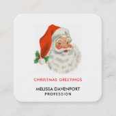 Retro  Jolly Santa Claus Kerstmis Vierkante Visitekaartje (Voorkant)