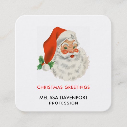 Retro  Jolly Santa Claus Kerstmis Vierkante Visitekaartje (Voorkant)