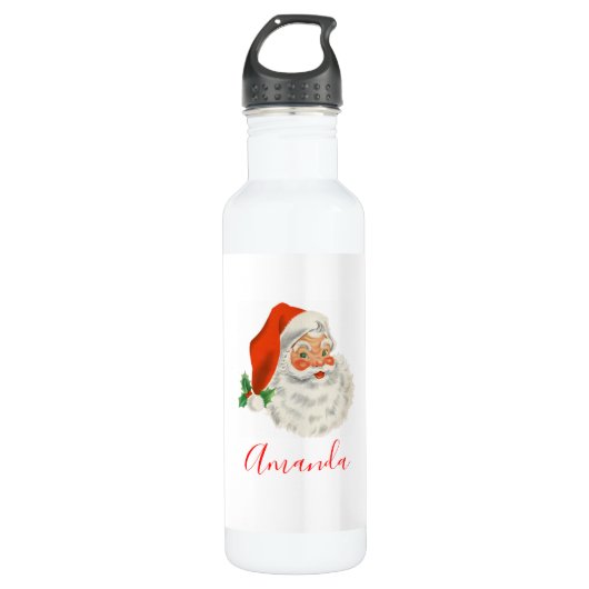 Retro  Jolly Santa Claus Kerstmis Waterfles (Voorkant)