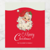 Retro Jolly Santa Claus Kerstmis Wijn Etiket (Enkel label)