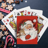 Retro Jolly Santa met Rudolf Kerstmis Pokerkaarten