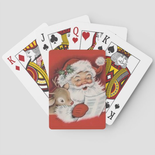 Retro Jolly Santa met Rudolf Kerstmis Pokerkaarten (Achterkant)