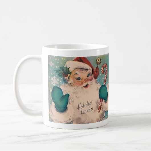Retro  Jolly Santa met snoepriet Koffiemok (Links)