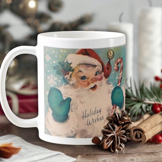 Retro  Jolly Santa met snoepriet Koffiemok