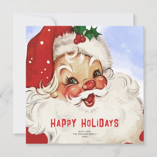 Retro Jolly Santa Non-Photo Kerstvakantie Kaart (Voorkant)