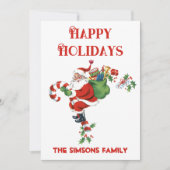  Retro Jolly Santa Vrolijk Kerstfeest Feestdagenkaart (Voorkant)