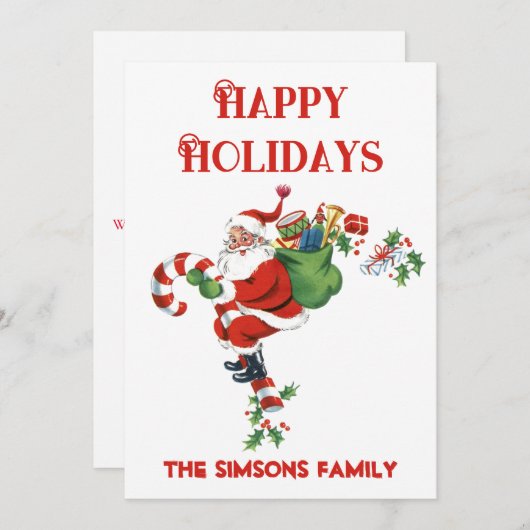  Retro Jolly Santa Vrolijk Kerstfeest Feestdagenkaart (Voorkant / Achterkant)