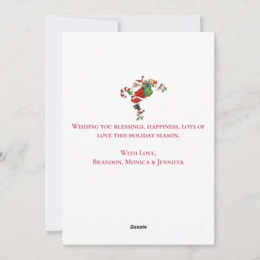  Retro Jolly Santa Vrolijk Kerstfeest Feestdagenkaart (Achterkant)