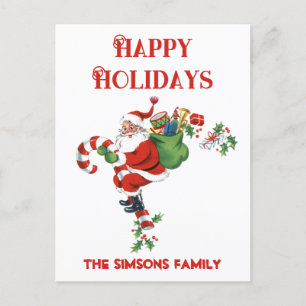  Retro Jolly Santa Vrolijk Kerstfeest Feestdagenkaart