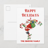  Retro Jolly Santa Vrolijk Kerstfeest Feestdagenkaart (Voorkant / Achterkant)