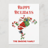  Retro Jolly Santa Vrolijk Kerstfeest Feestdagenkaart (Voorkant)