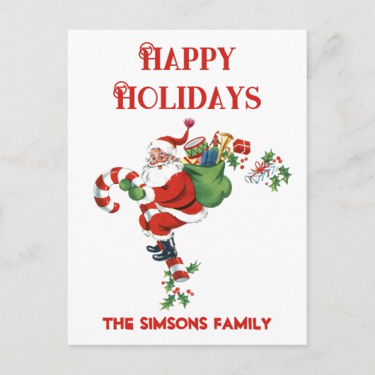  Retro Jolly Santa Vrolijk Kerstfeest Feestdagenkaart (Voorkant)
