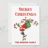  Retro Jolly Santa Vrolijk Kerstfeest Feestdagenkaart (Voorkant)