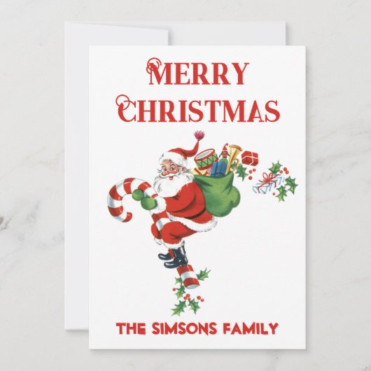  Retro Jolly Santa Vrolijk Kerstfeest Feestdagenkaart (Voorkant)