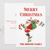  Retro Jolly Santa Vrolijk Kerstfeest Feestdagenkaart (Voorkant / Achterkant)