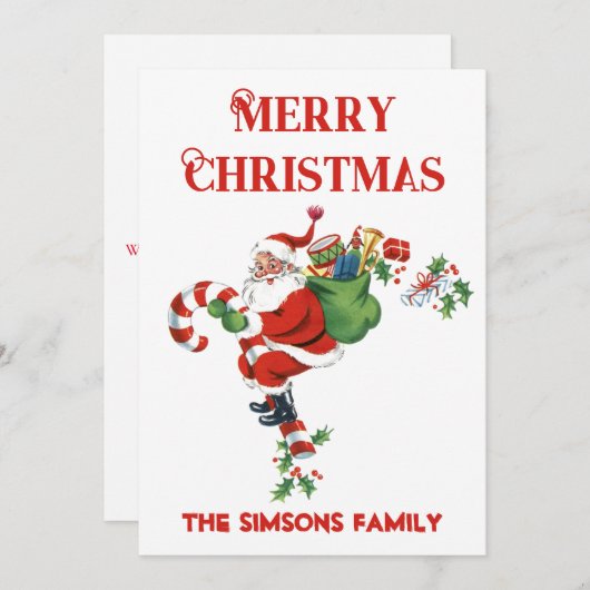 Retro Jolly Santa Vrolijk Kerstfeest Feestdagenkaart (Voorkant / Achterkant)