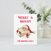  Retro Jolly Santa Vrolijk Kerstfeest Feestdagenkaart (Staand voorkant)