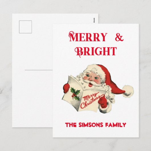  Retro Jolly Santa Vrolijk Kerstfeest Feestdagenkaart (Voorkant / Achterkant)