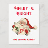  Retro Jolly Santa Vrolijk Kerstfeest Feestdagenkaart (Voorkant)