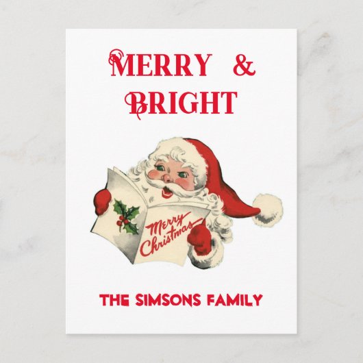  Retro Jolly Santa Vrolijk Kerstfeest Feestdagenkaart (Voorkant)
