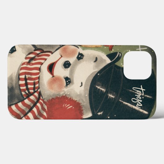 Retro Jolly Snowman Custom Holiday Case-Mate iPhone Case (Achterkant (horizontaal))