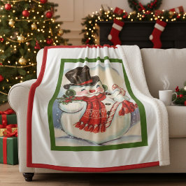  retro Jolly Snowman in hoge hoed Sherpa Deken