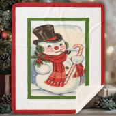 retro Jolly Snowman in hoge hoed Sherpa Deken