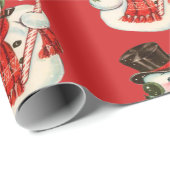retro Jolly Snowman in Top Hat Christmas Cadeaupapier (Rol Hoek)