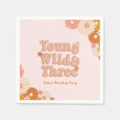 Retro Jong Wild en Drie 3e Verjaardag Servet (Voorkant)