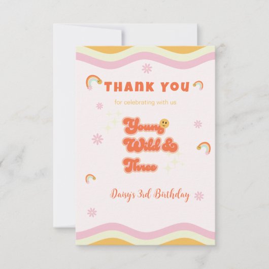 Retro Jong Wild en Drie Verjaardag Bedankkaart (Voorkant)