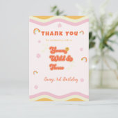 Retro Jong Wild en Drie Verjaardag Bedankkaart (Staand voorkant)