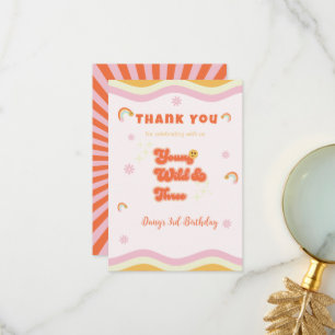 Retro Jong Wild en Drie Verjaardag Bedankkaart