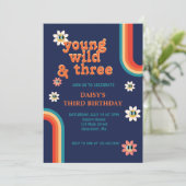 Retro Jong Wild en Drie Verjaardag Kaart (Staand voorkant)