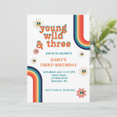 Retro Jong Wild en Drie Verjaardag Kaart (Staand voorkant)